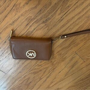 Michael Kors Brown Leather Wristlet